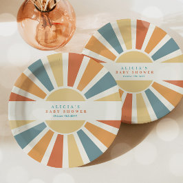 Die sonnengelbe Babydusche kommt hier. Pappteller