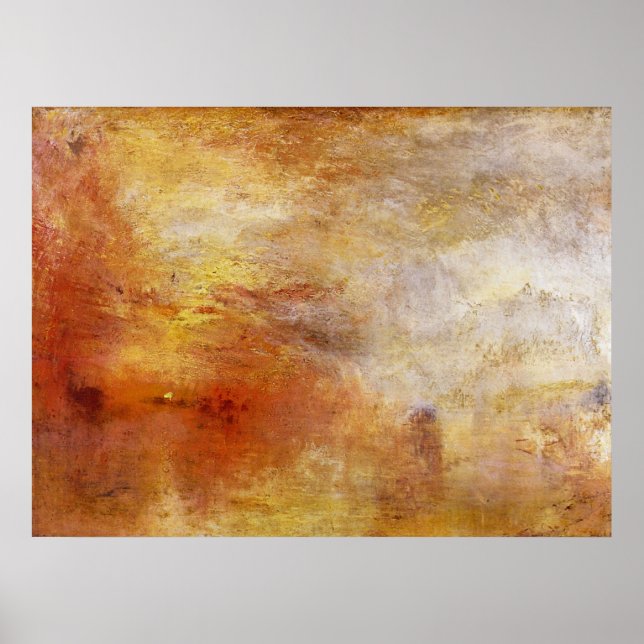 Die Sonnenlage über dem See von Joseph Mallord Tur Poster (Vorne)