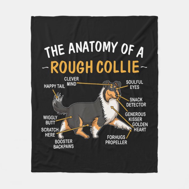 Die sonnige Anatomie einer rauen Collie für Hundef Fleecedecke (Vorderseite)