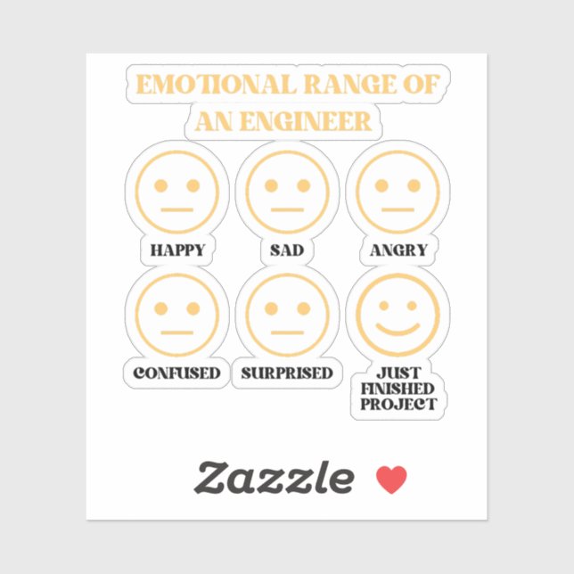 Die sonnige emotionale Reichweite eines Ingenieurs Aufkleber (Blatt)