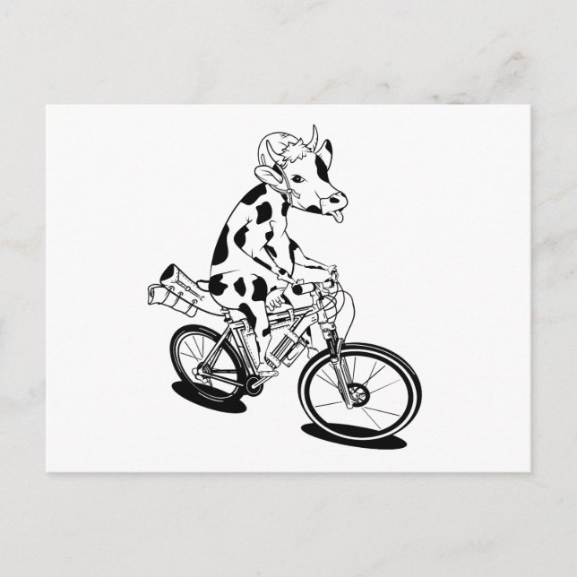 Die sonnige Kuh reitet mit dem Rad Postkarte (Vorderseite)