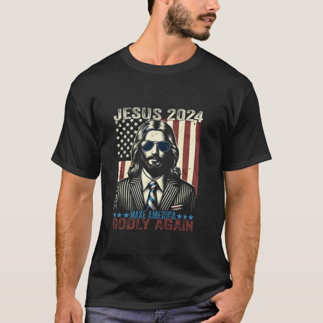 Die sonnige Wahl Jesus 2024 macht Amerika wieder z T-Shirt (Vorderseite)