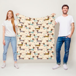 Die sonnigen Dackeln in Hats und Sweatern Fleecedecke