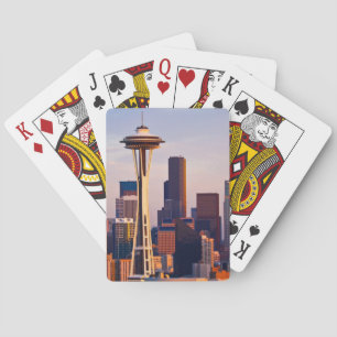 Die Space Needle ist ein Turm in Seattle Spielkarten