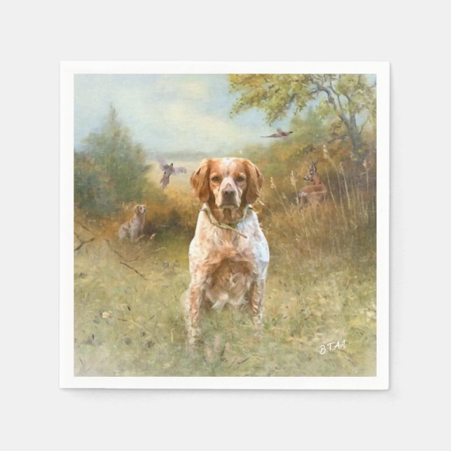 Die Spaniels der Bretagne, die Bretagne, Serviette (Vorderseite)