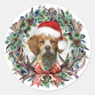 Die Spaniels in der Bretagne, Weihnachten Runder Aufkleber