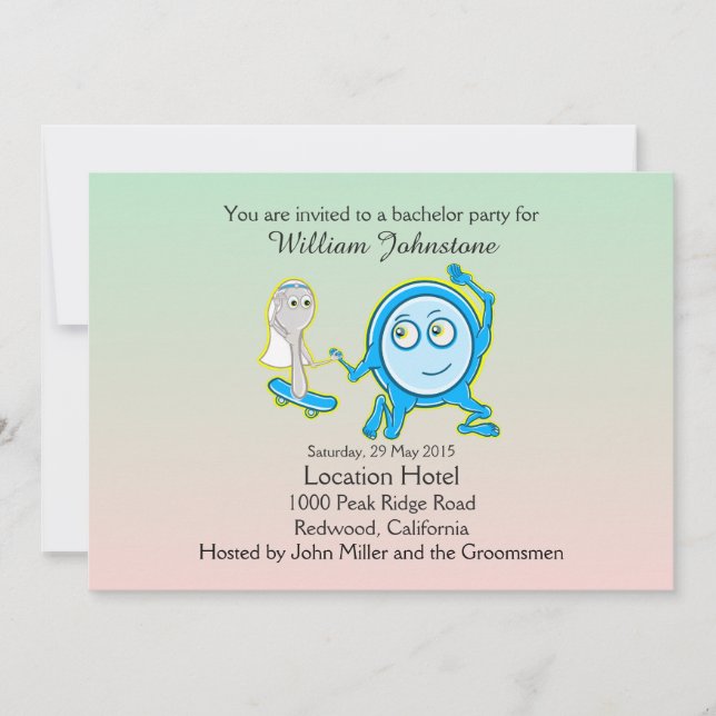 Die Speisekarte lief mit der Spoon-Bachelor-Party  Einladung (Vorderseite)