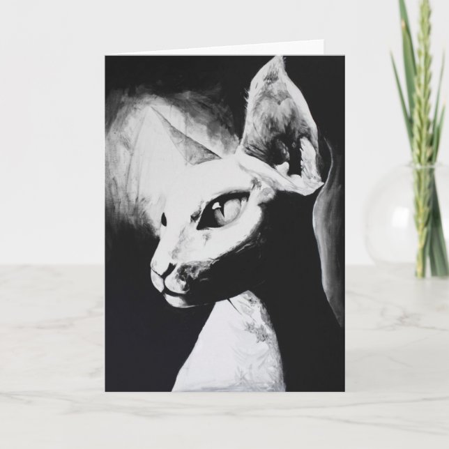 Die Sphynx Cat Feline Original Art Grußkarte Karte (Vorderseite)