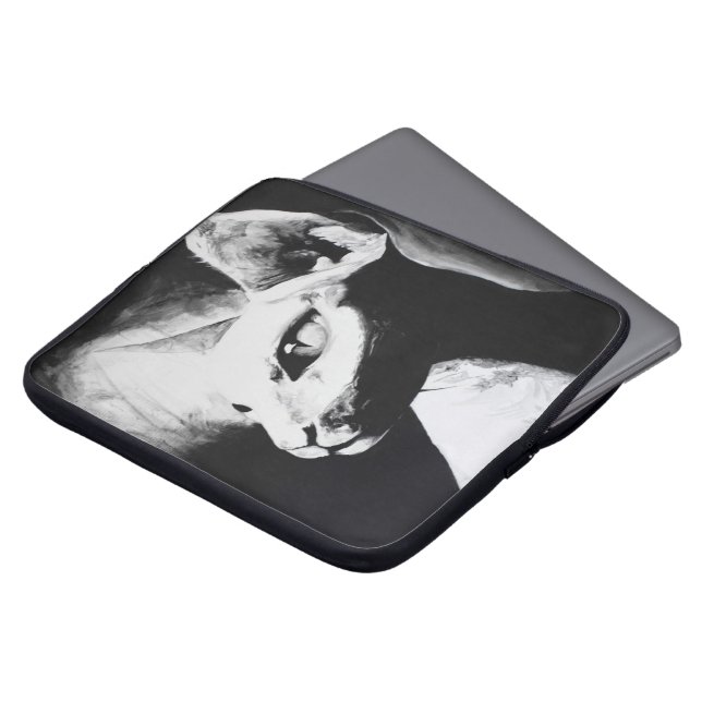 Die Sphynx Katzenwelse Schwarz-weiße Kunst Laptopschutzhülle (Vorne Oben)