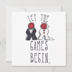 Die Spiele Beginnen Meeple Hochzeit Kunst Ankündigung