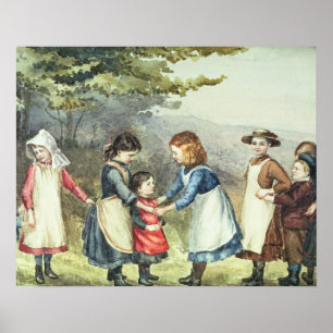 Die Spiele der Kinder, c.1880 (w/c auf Papier) Poster