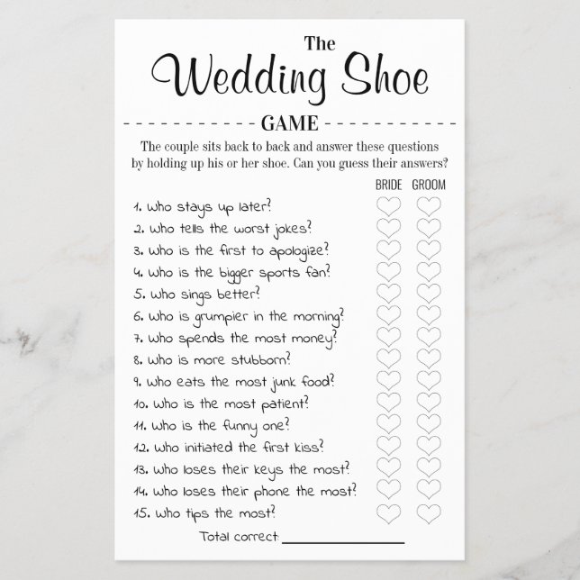 Die Spielkarte für die Hochzeitsschuhe Flyer (Vorne)