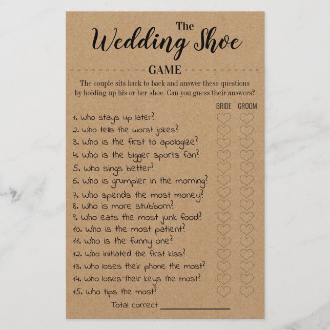 Die Spielkarte für die Hochzeitsschuhe Flyer (Vorne)