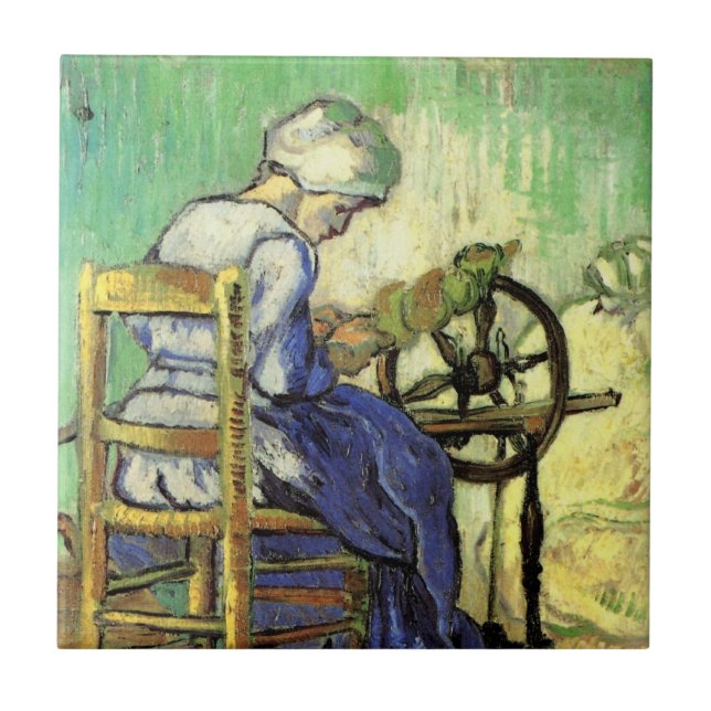 Die Spinnerin von Vincent van Gogh Fliese (Vorderseite)