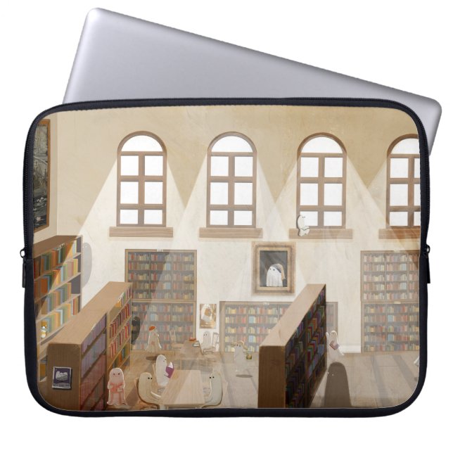 Die Spuk Bibliothek Laptopschutzhülle (Vorderseite)