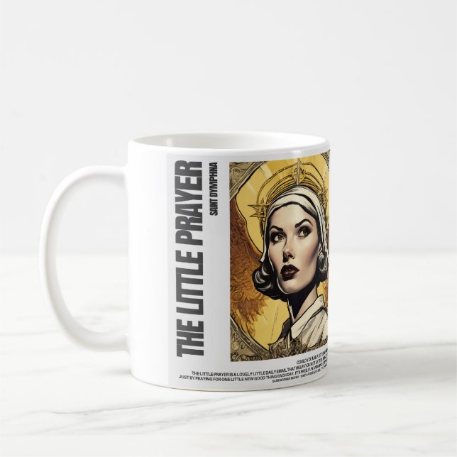 Die St. Dymphna Kleines Gebetspferd Tasse (Links)