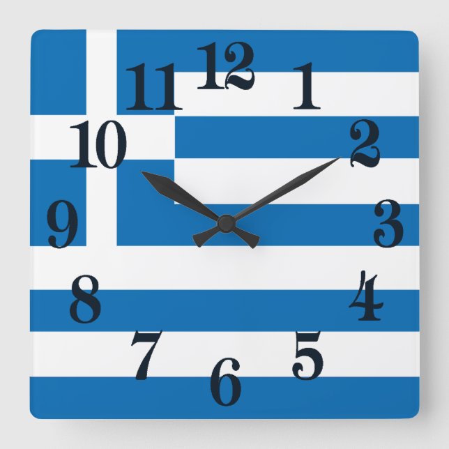 Die Staatsflagge von Griechenland Quadratische Wanduhr (Vorderseite)