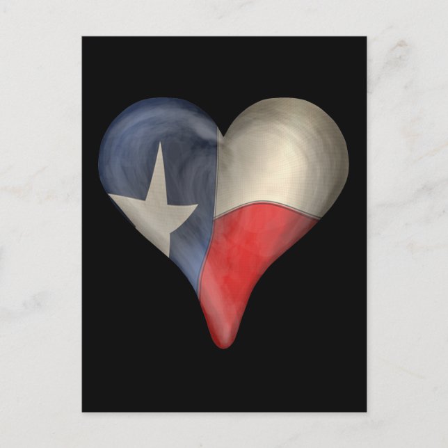 Die Staatsflagge von Texas im Herzen Postkarte (Vorderseite)