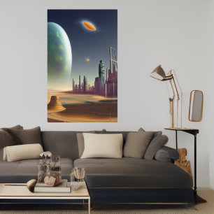 Die Stadt auf einem Alien-Planeten   AI Art Poster
