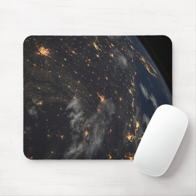 Die Stadt beleuchtet nachts auf der Erde Mousepad (Mit Mouse)