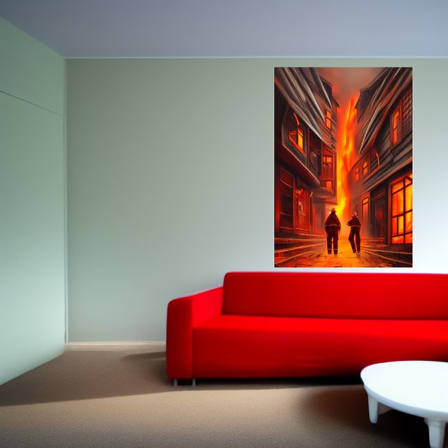 Die Stadt brennt | AI Art Poster (Von Creator hochgeladen)