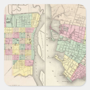Die Stadt der Savanne Georgia Quadratischer Aufkleber