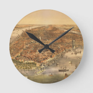 Die Stadt New York, 18 Runde Wanduhr