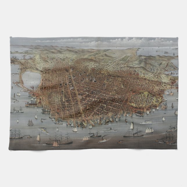 Die Stadt San Francisco Kalifornien von 1878 Geschirrtuch (Horizontal)