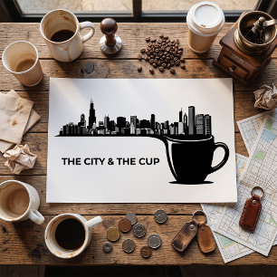 Die Stadt und die Tasse Chicago-Skyline Poster