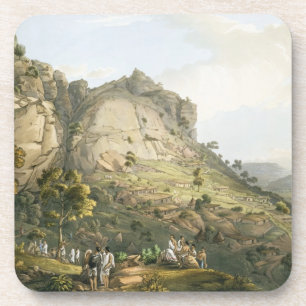 Die Stadt von Abha in Abyssinia, graviert von J. Getränkeuntersetzer