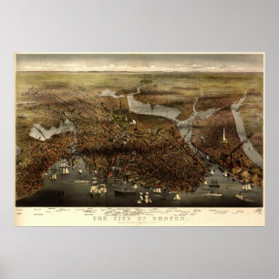 Die Stadt von Boston, 1873 Poster
