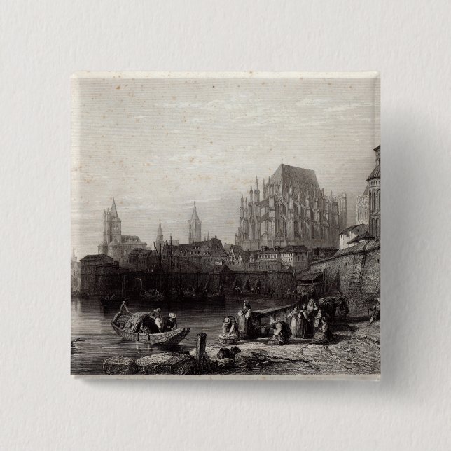 Die Stadt von Köln, graviert von M.J. Sterling Button (Vorderseite)