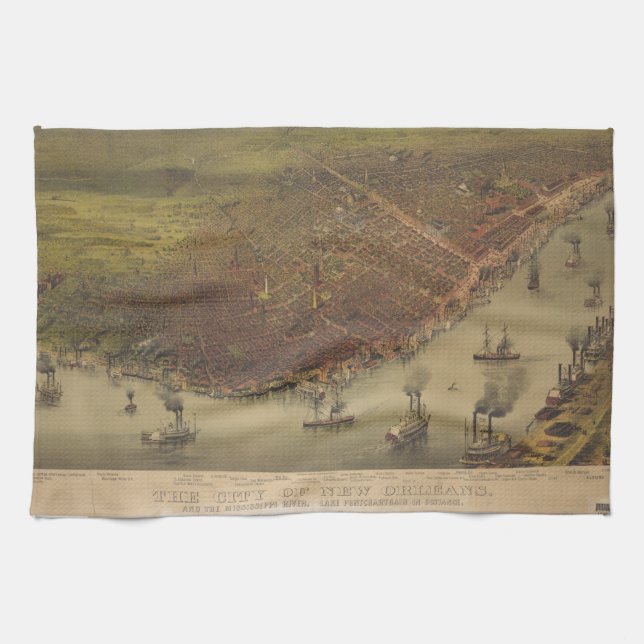 Die Stadt von New Orleans Louisiana ab 1885 Küchentuch (Horizontal)