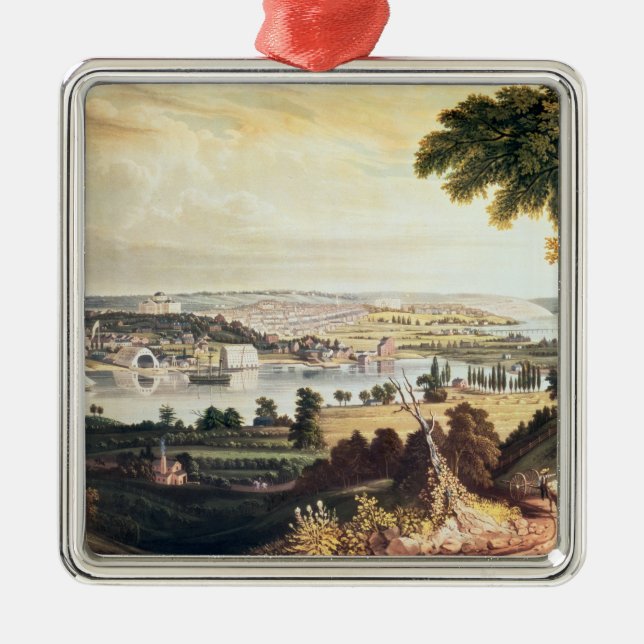 Die Stadt von Washington über von der Marine Silbernes Ornament (Vorne)