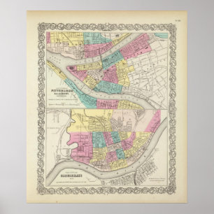 Die Städte Pittsburgh Allegheny Cincinnati Poster