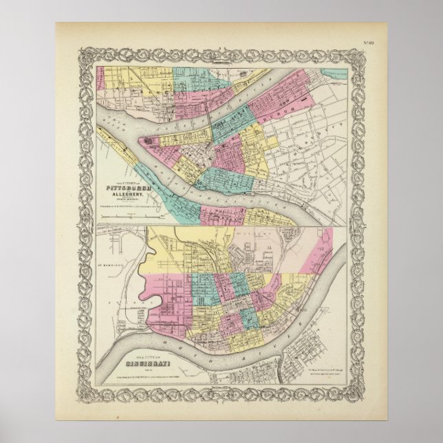 Die Städte Pittsburgh Allegheny Cincinnati Poster (Vorne)