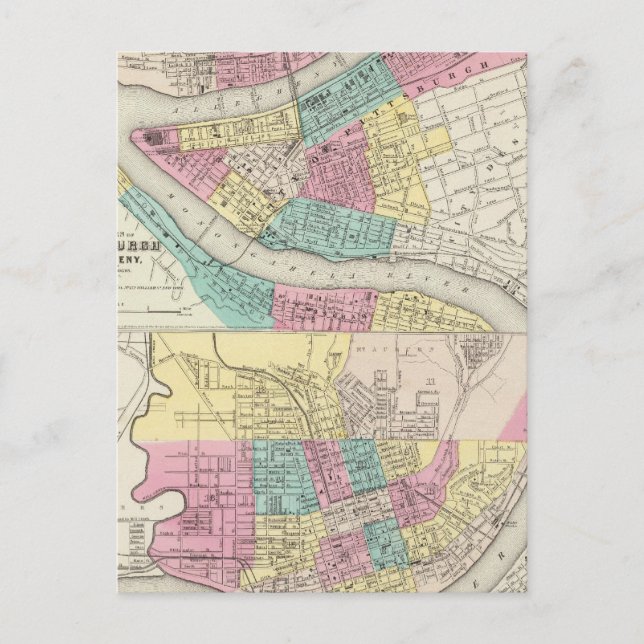 Die Städte Pittsburgh Allegheny Cincinnati Postkarte (Vorderseite)