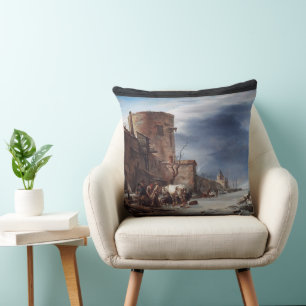 Die Stadtmauer von Haarlem im Winter Kissen