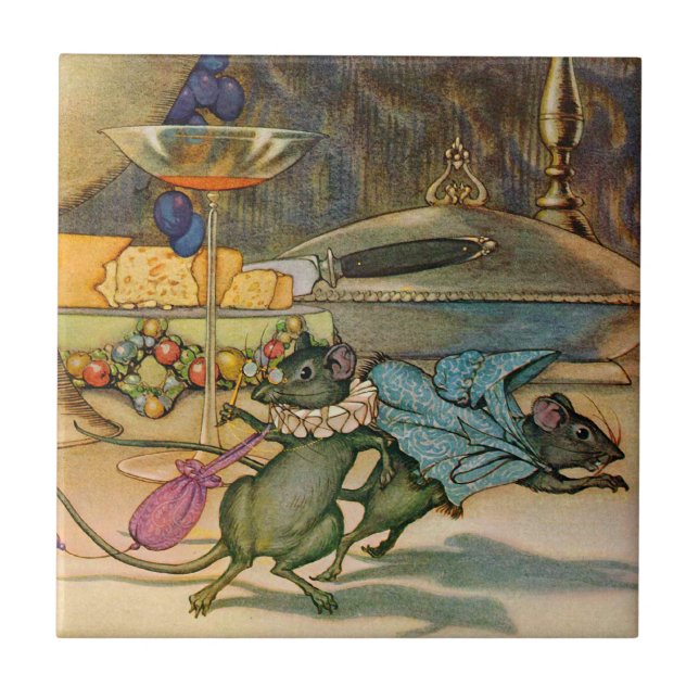 Die Stadtmaus und die Land-Maus Fliese (Vorderseite)