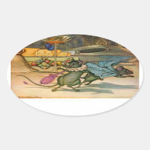 Die Stadtmaus und die Landesmäuse Ovaler Aufkleber