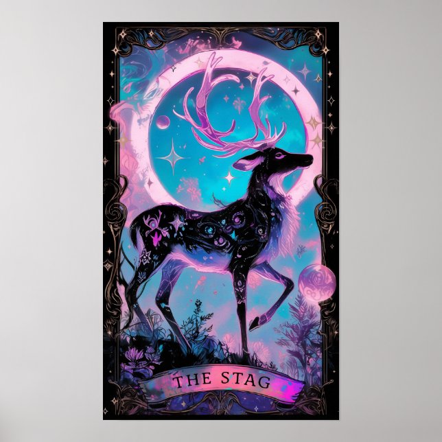 Die Stag-Tarot-Karte ist ein Hexenposter Poster (Vorne)
