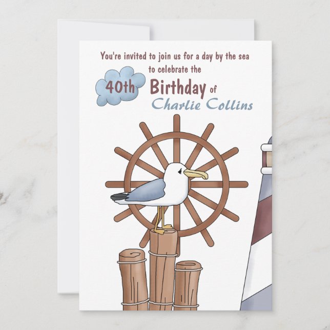 Die Stangen-Seeeinladung der Seemöwe Einladung (Vorderseite)