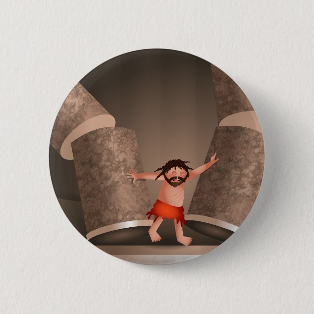 Die Stärke der Samson Cartoon-Bibel-Geschichte Button (Vorderseite)