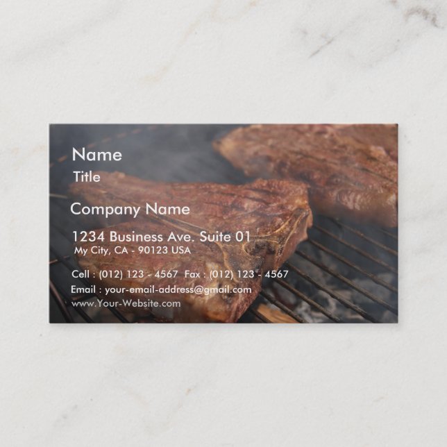 Die Steaks, die Grill grillen, grillt Fleisch Visitenkarte (Vorderseite)