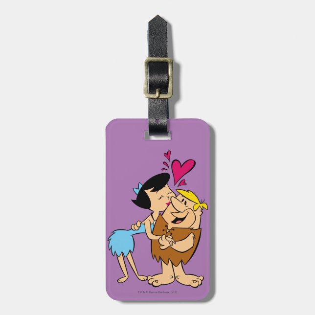 Die Steine | Betty Kissing Barney Gepäckanhänger (Vorderseite vertikal)