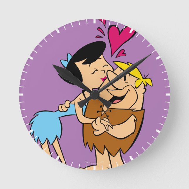 Die Steine | Betty Kissing Barney Runde Wanduhr (Vorderseite)