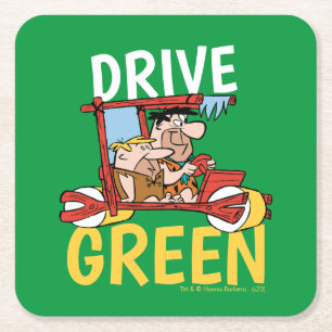 Die Steine   Fred & Barney - Grün fahren Rechteckiger Pappuntersetzer