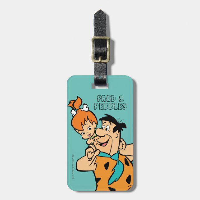 Die Steine | Fred & Pebbles Flintstone Gepäckanhänger (Vorderseite vertikal)