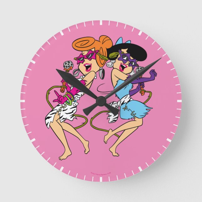 Die Steine | Wilma & Betty Rock Stars Runde Wanduhr (Vorderseite)