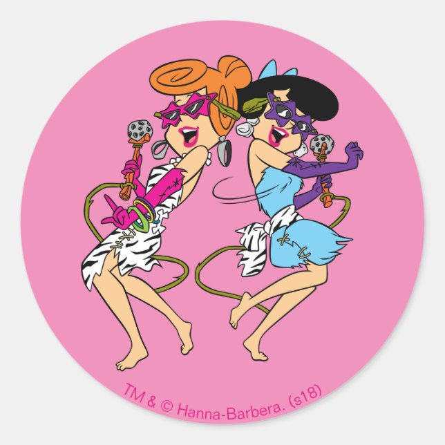 Die Steine | Wilma & Betty Rock Stars Runder Aufkleber (Vorderseite)